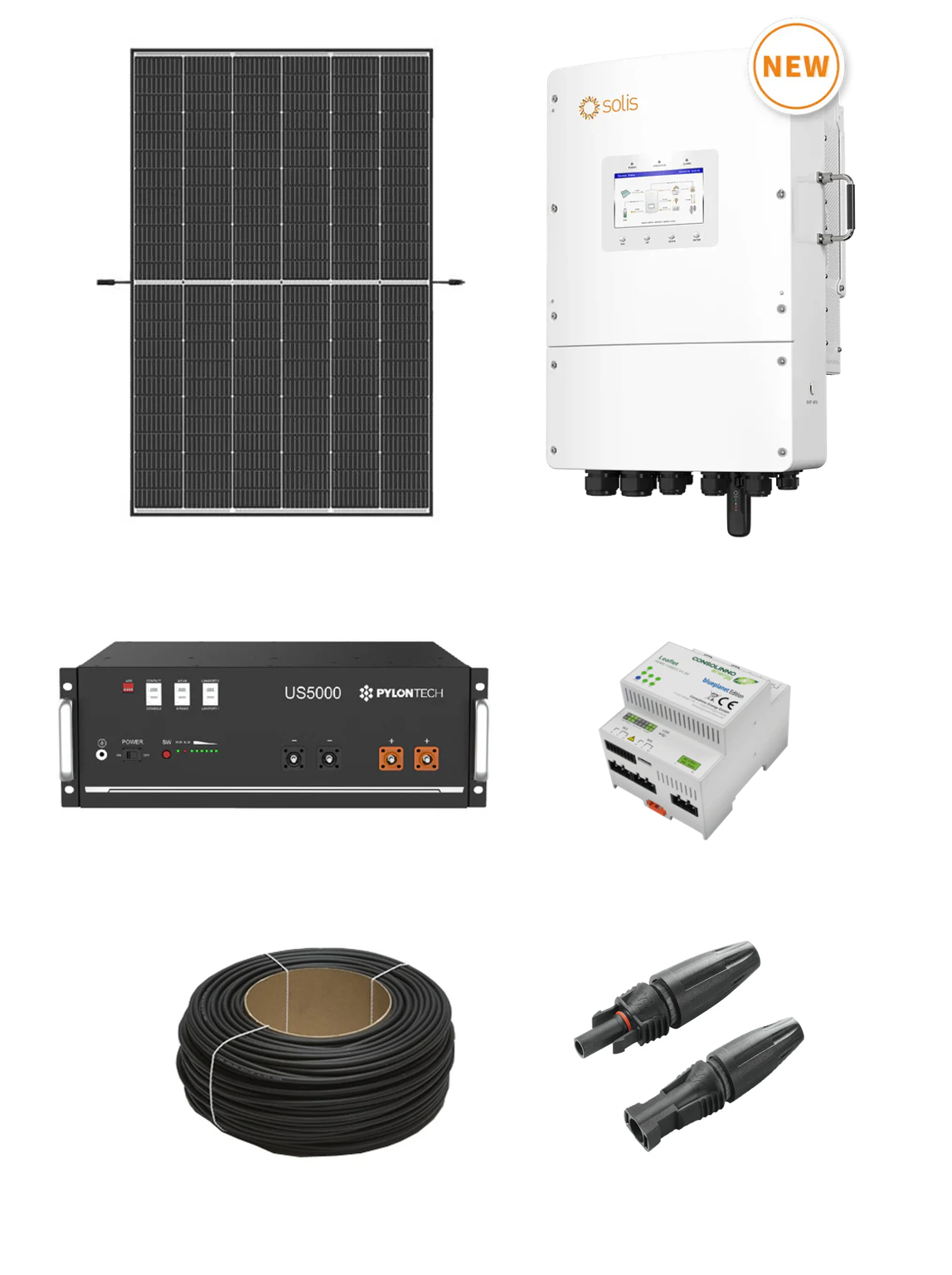 Premium PV-Anlage „TriPower LowVolt“ | 8,19 kWp Trina Solarmodule bifazial | Solis LV Hybrid | preiswerte, bewährte & sichere Pylontech LV Speichertechnik & mehr