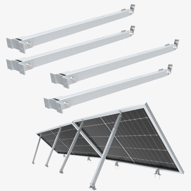 NuaSol Aufständerung für 2 Module | Neigung 30°–60° | Aluminium AL6005-T5 | für Flachdach, Garten & Balkon