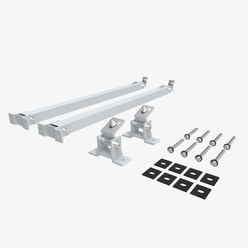 NuaSol Aufständerung für 2 Module | Neigung 30°–60° | Aluminium AL6005-T5 | für Flachdach, Garten & Balkon