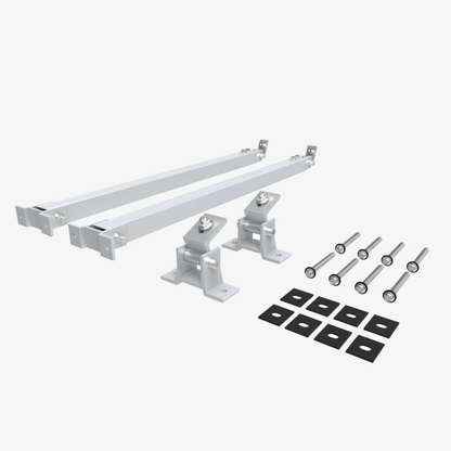 NuaSol Aufständerung für 2 Module | Neigung 30°–60° | Aluminium AL6005-T5 | für Flachdach, Garten & Balkon