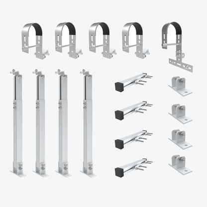 NuaSol Balkonhalterung rund für 2 Module | Neigung 0° oder 25–45° | Edelstahl & Aluminium | für Geländer bis 80 mm