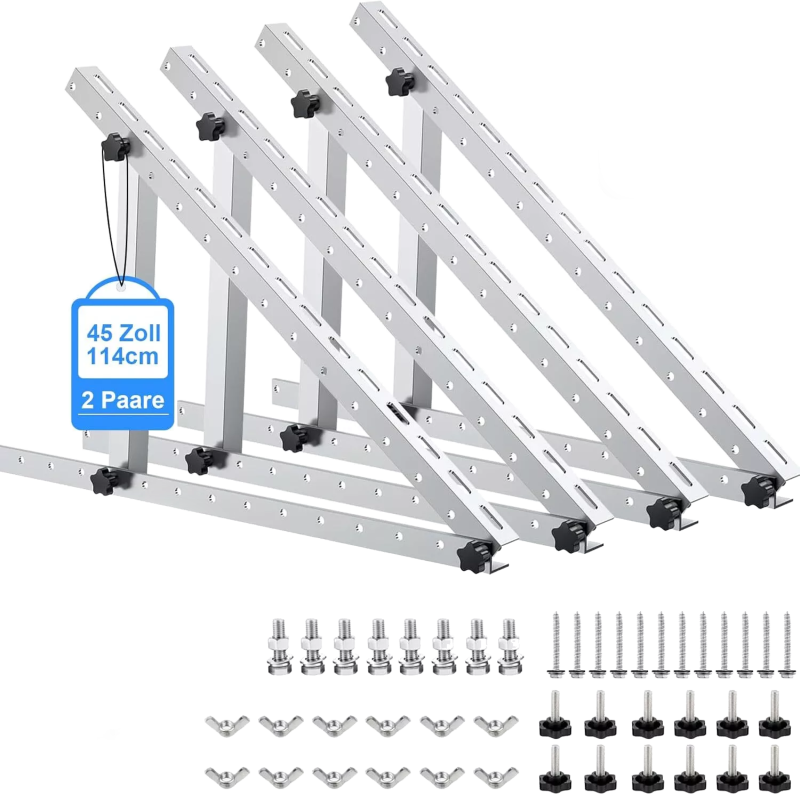 Aufständerung für 2 Module (NeMo/Zeus) | stufenlos 0°–90° neigbar | Aluminium | für Flachdach, Balkon & Garage