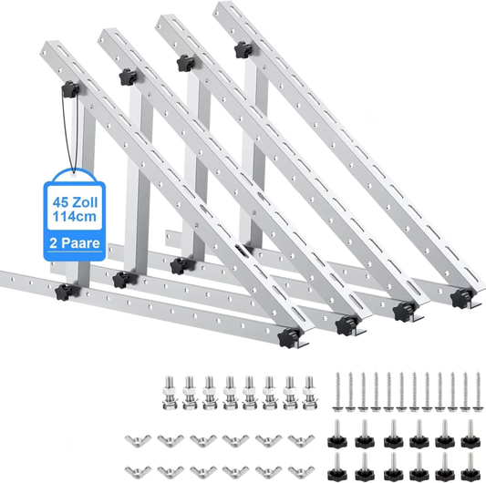 Aufständerung für 2 Module (NeMo/Zeus) | stufenlos 0°–90° neigbar | Aluminium | für Flachdach, Balkon & Garage
