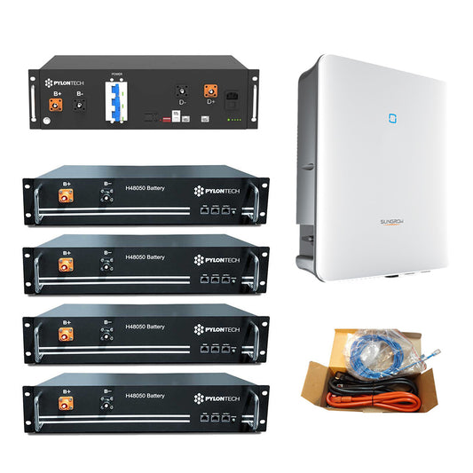 Ersatzstromfähige PV Anlage Sungrow SH-RT 5 bis 10kW + Pylontech H48050 HV 9.6 bis 14.4 kWh, inutec solarcenter
