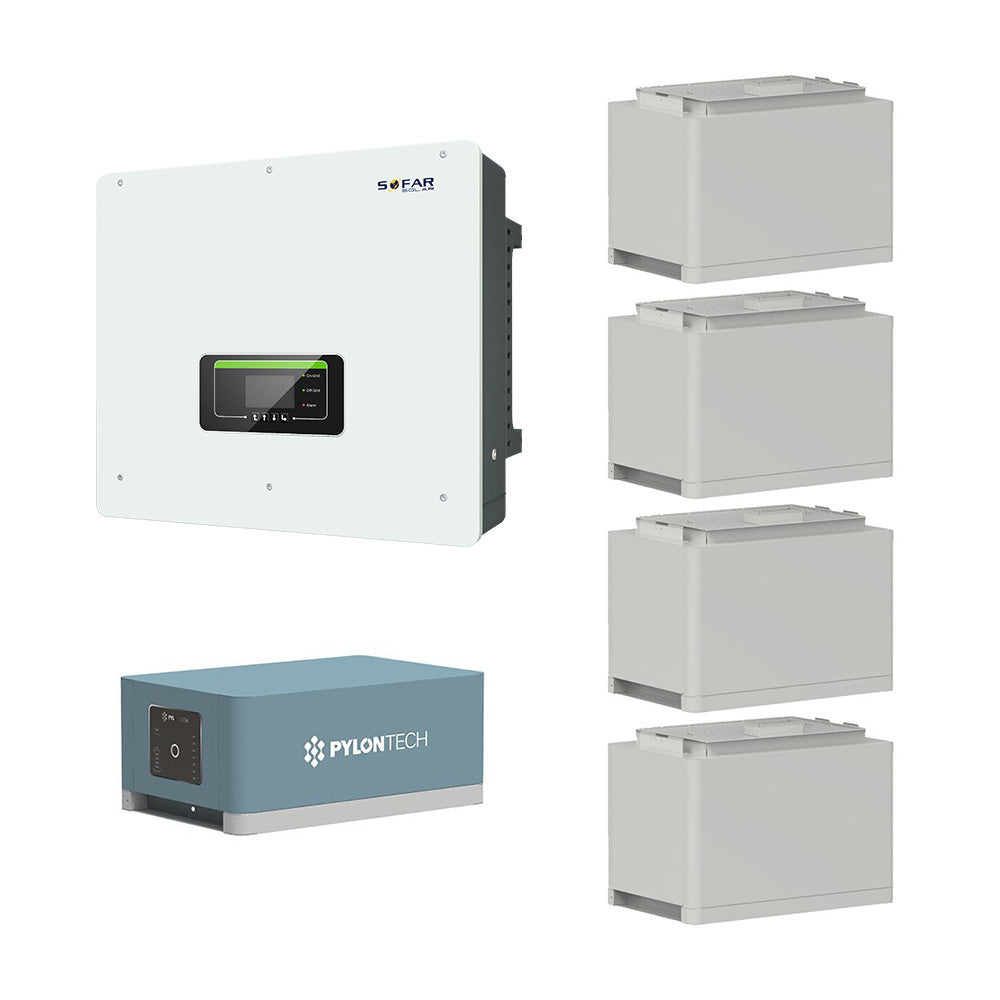Inselfähige SofarSolar PV Anlage I HYD 10KTL 10kW I Pylontech Batterien 14 kWh, inutec solarcenter