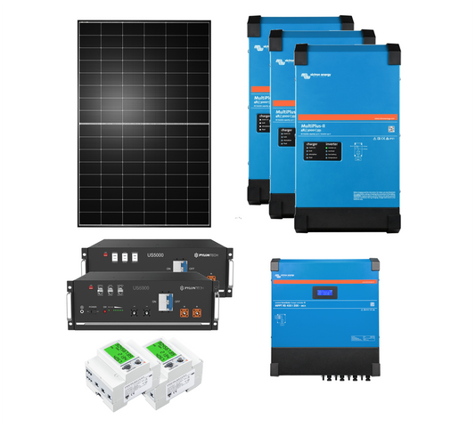 Premium PV-Anlage “Flex-Alleskönner L” | flexibel & robust | 100 % On- & Off-Grid | 10,8 kWp Q-Cells Module | 9,8 kWh Pylontech Speicher | 3 x Victron MP-II 3000 u.v.m.