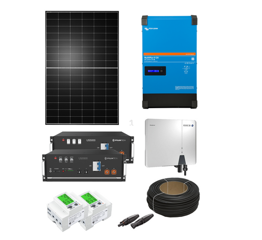 Premium PV-Anlage “Flex-Alleskönner M” | 10 kWp Q-Cells Module | On- & Off-Grid | flexibel & robust | 9,6 kWh Pylontech Speicher | Victron MP-II 5000 u.v.m.