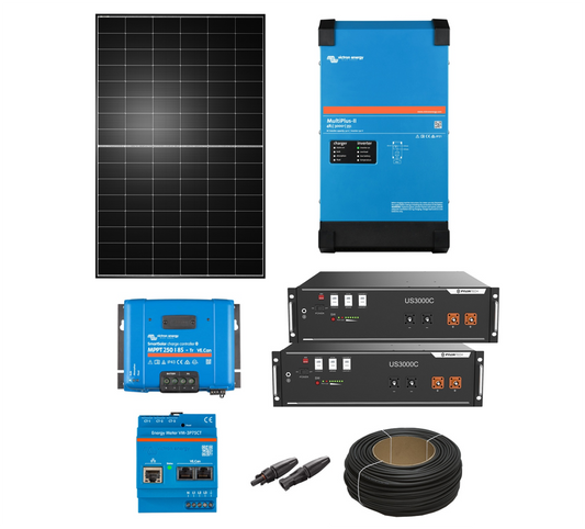 Premium PV-Anlage “Flex-Alleskönner S” | 4,5 kWp Q-Cells Module | 100 % On- & Off-Grid | flexibel & robust | 6 kWh Pylontech Speicher | Victron MP-II 3000 u.v.m.