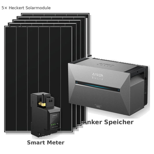 PV-Speicherset 2.425 Wp – 5x Heckert ZEUS 3.0 Full Black mit Anker SOLIX Solarbank 3 Pro