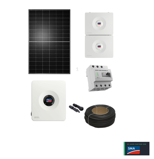 Premium PV-Anlage „Deutsche Meisterklasse S" | 5,88 kWp Heckert Solarmodule | 5 kW SMA Sunny Boy Smart Energy | 6,5 kWh SMA Home Storage & Zubehör