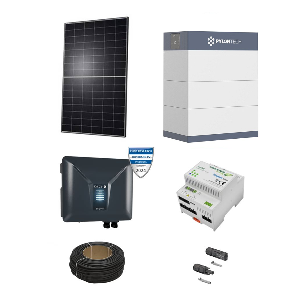 Premium PV-Anlage 'Ingenieurkraft DE' | 8,1 kWp Qcells Solarmodule | 8 kW KACO Hybrid + 10,2 kWh neuster Pylontech Force H3 Speicher | bester Energiemanager | Zubehör Bundle