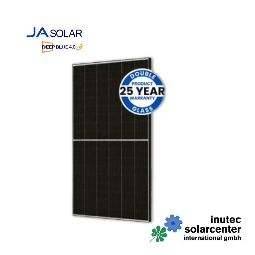 JA Solar 455 Wp I N-Typ I bifaziales Doppelglas Solarmodul LB MC4 | schwarzer Rahmen, inutec solarcenter