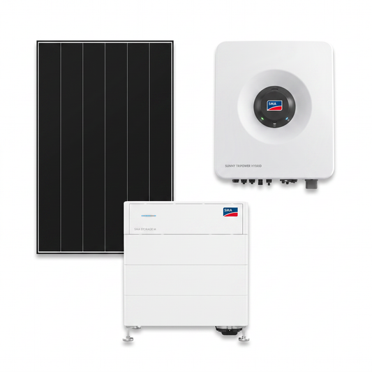 Premium PV-Anlage Deutsche Meisterklasse M – Heckert Solarmodul, SMA Sunny Tripower Hybrid X Wechselrichter und SMA Storage M 12,3 kWh Speicher | inutec solarcenter
