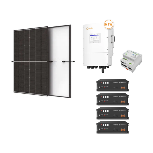 Premium PV-Anlage TriPower LowVolt 15,98 kWp – Trina Vertex S+ Solarmodul, Solis 15 kW Low-Volt Hybridwechselrichter, Consolinno HEMS und 4 × Pylontech US5000 Speicher