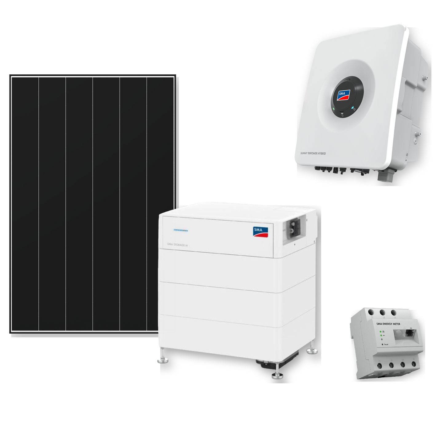 Premium PV System “German Masterclass M” | 8.82 kWp Heckert Solar Panels | 8 kW SMA Tripower Hybrid X | 12.3 kWh SMA Storage M & Accessories