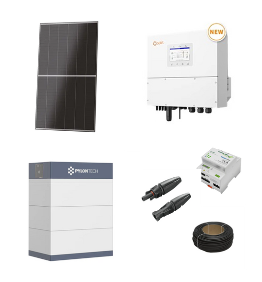 Premium PV-Anlage 4-fach Tracker – Jinko Solarmodul, Solis Hybrid Wechselrichter, Pylontech FORCE-H3 Speicher und Zubehör