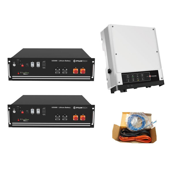 Complete emergency power system: GoodWe GW5048-EM 4,6 kW with Smart Meter + 2x Pylontech 48V US3000C incl. cable set