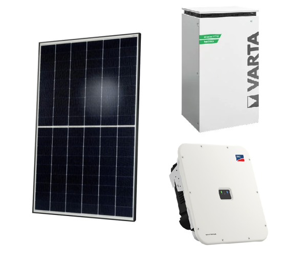 PV Anlage 24,9 kWp mit Qcells G11S Solarmodule I SMA Sunny Tripower X 25 kW WR I Varta 19,5 kWh Speicher